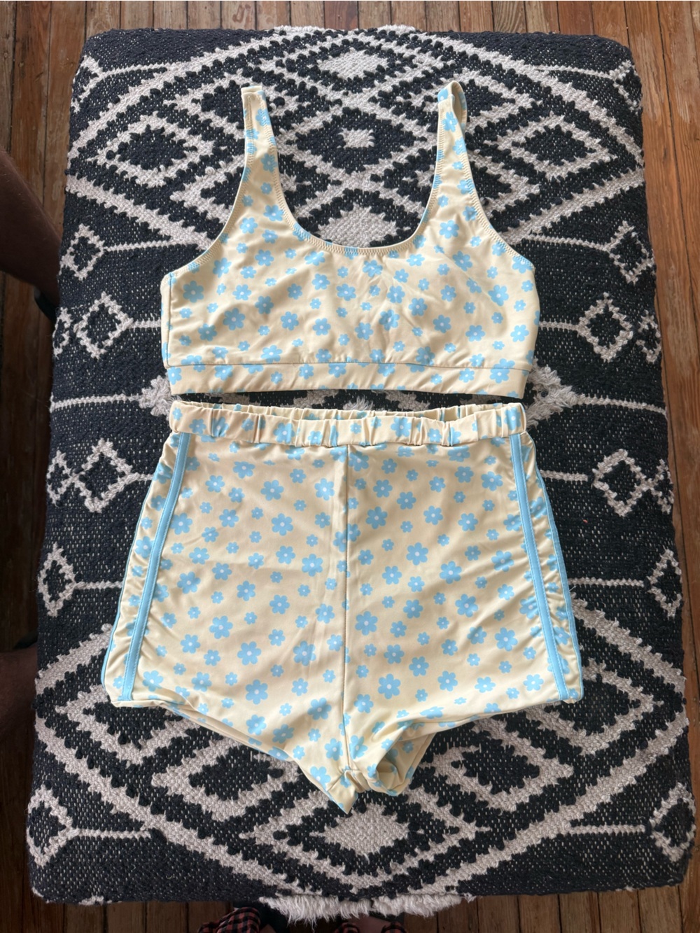 Inner Realm Yellow Floral Surf Set with Blue Flowers